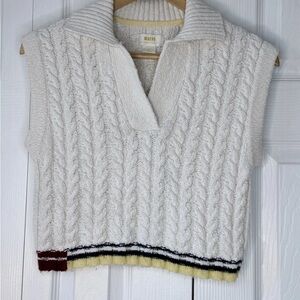 Maeve Anthropologie XS Cable Knit Collared Sweater Vest Y2K Cozy Fall Spring